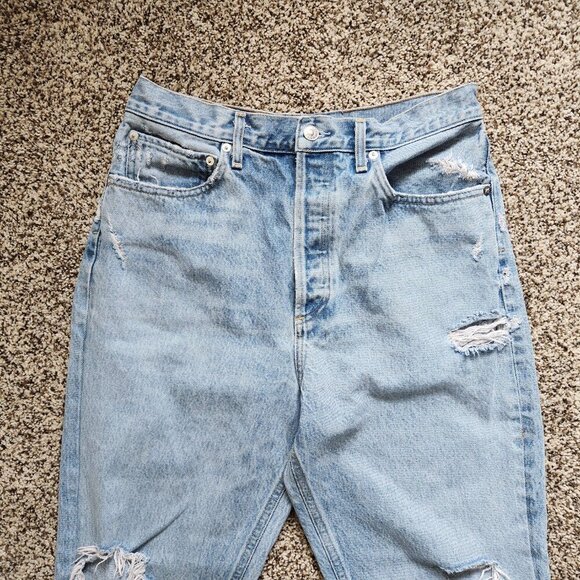 Agolde 90's Jean High Rise Loose Fit Jeans Womens Size 29 Distressed A069C-811 - Picture 2 of 6